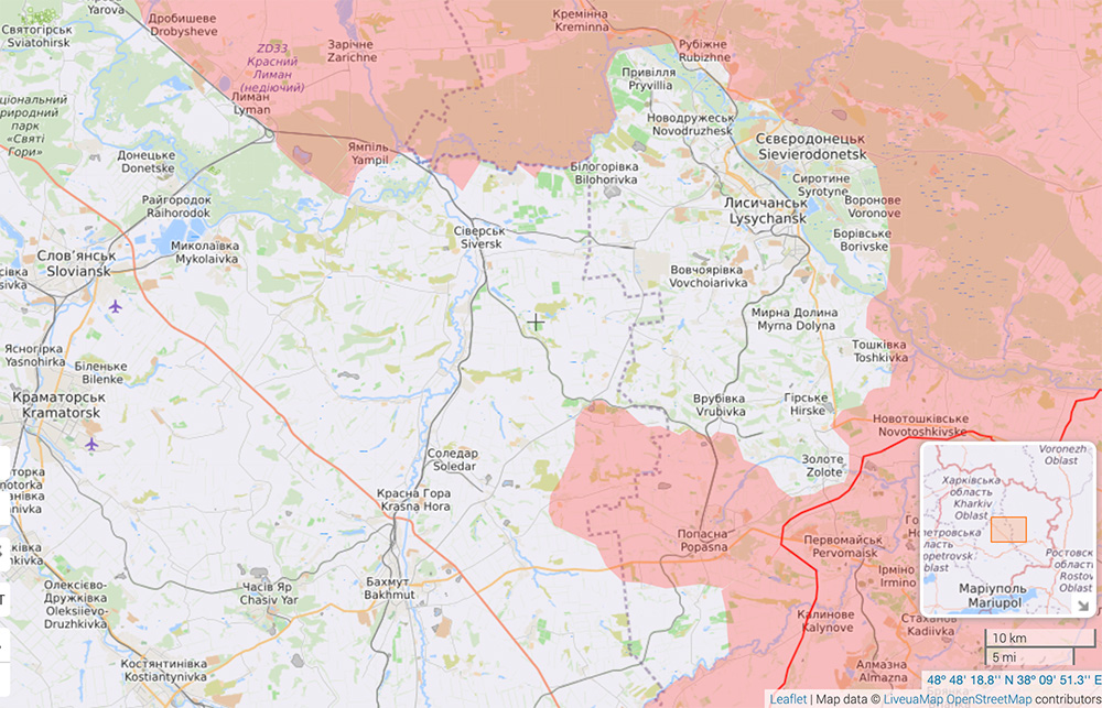 Russian troops approached Luhansk Oblast's key city occupying 95% of the region. 