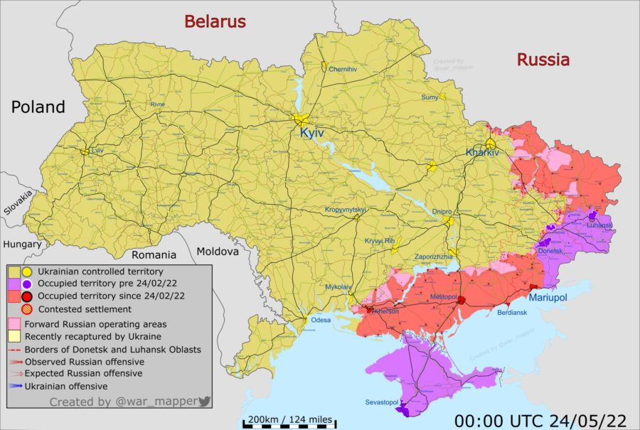 May 23 2022 in Ukraine, map: Russia captures two towns as Ukraine regains a village amid battle for Donbas