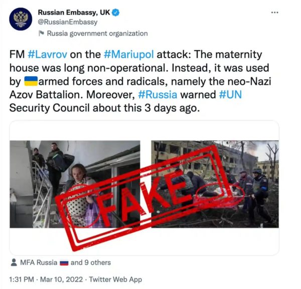 Mariupol hospital war Russia propaganda disinformation