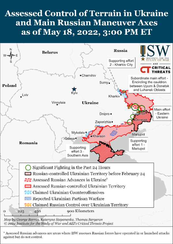 assessed control of terrain; a Russian armored train was blown up in the south