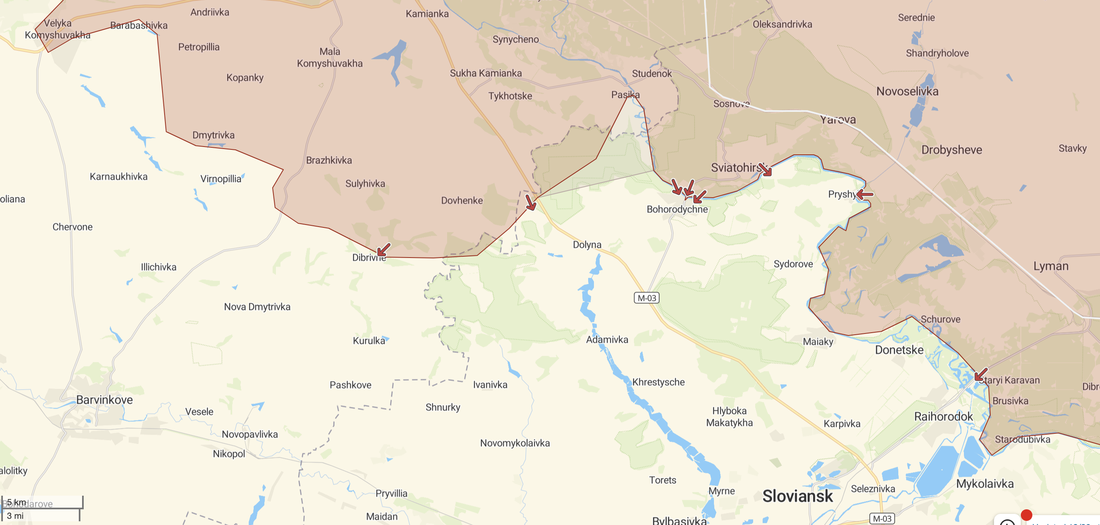 Situation in the area of Barvinkove (Kharkiv Oblast), Sloviansk, Lyman (Donetsk Oblast) as of 14 June 2022. Map: Deepstate ~