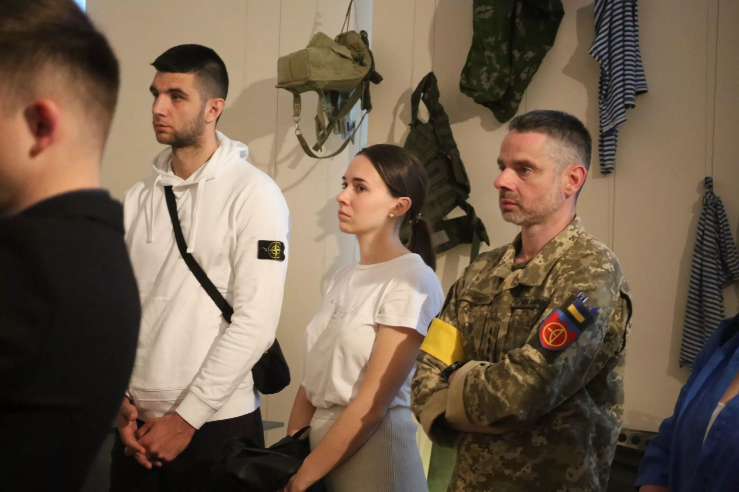 Yuriy Myronenko (right) at the opening of the exhibition “Invasion. Kyiv’s shot” Photo by Euromaidan Press ~