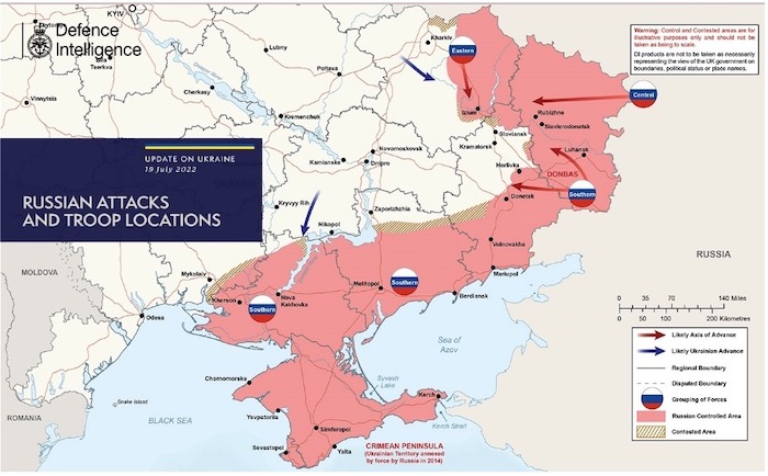 Battle map in Ukraine.