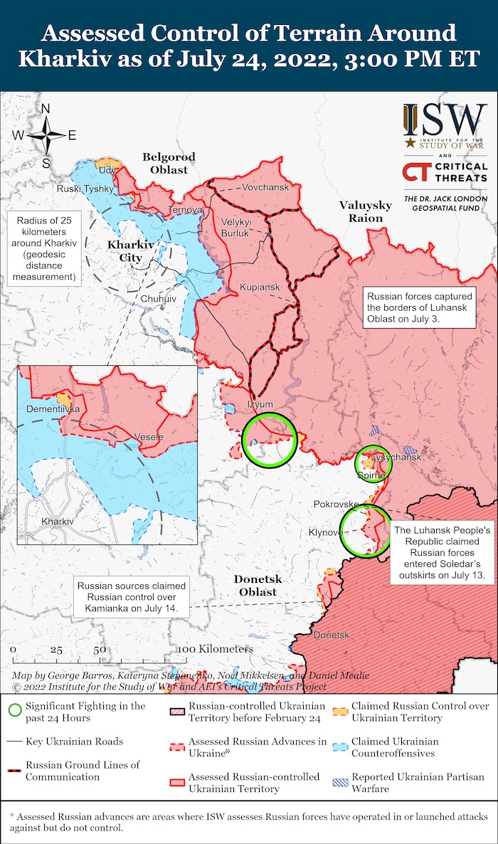 Kharkiv Battle Map July 24,2022. Source ISW ~