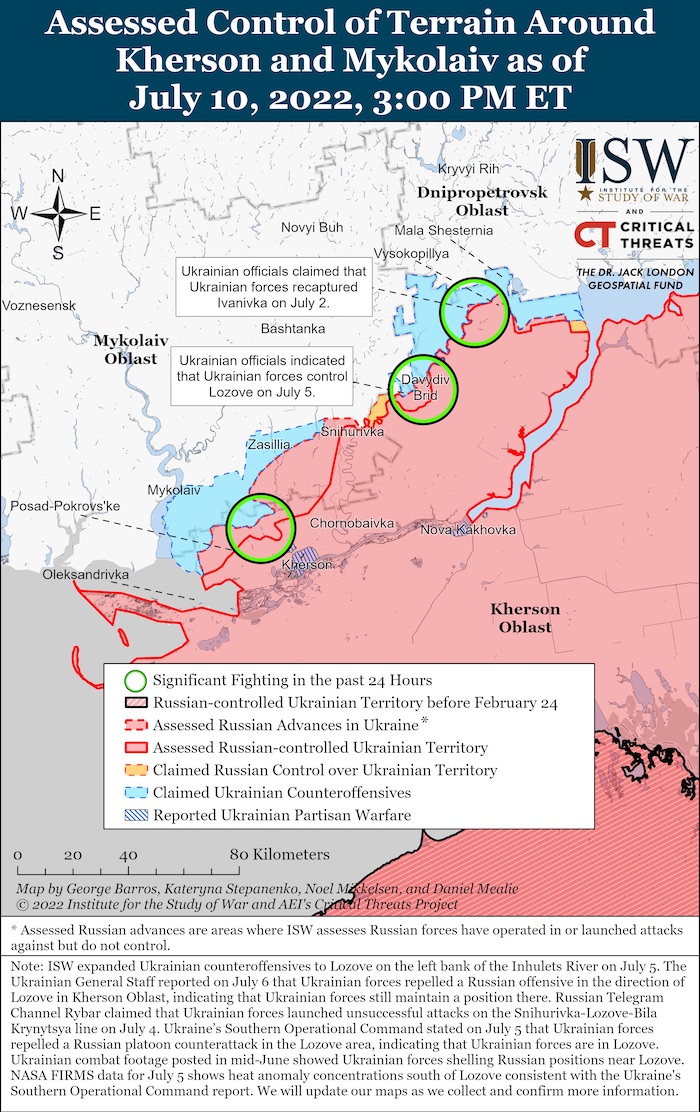 Situation in the south of Ukraine. Source: ISW. ~