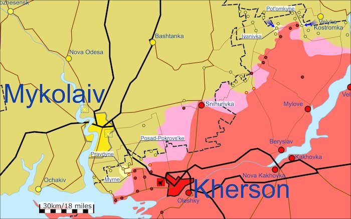 Situation near Kherson and Mykolaiv. July 5 2022. Credit: Ukraine Mapper. ~