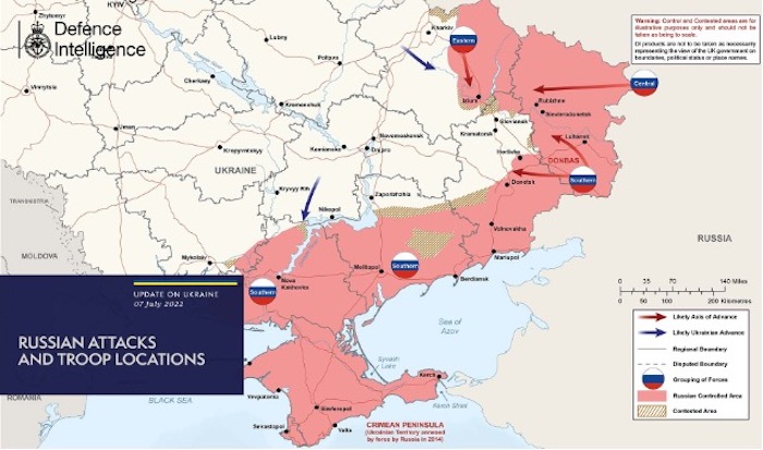 Russian attacks and troops locations. July 8 2002. Source: UK Defence Intelligence. ~