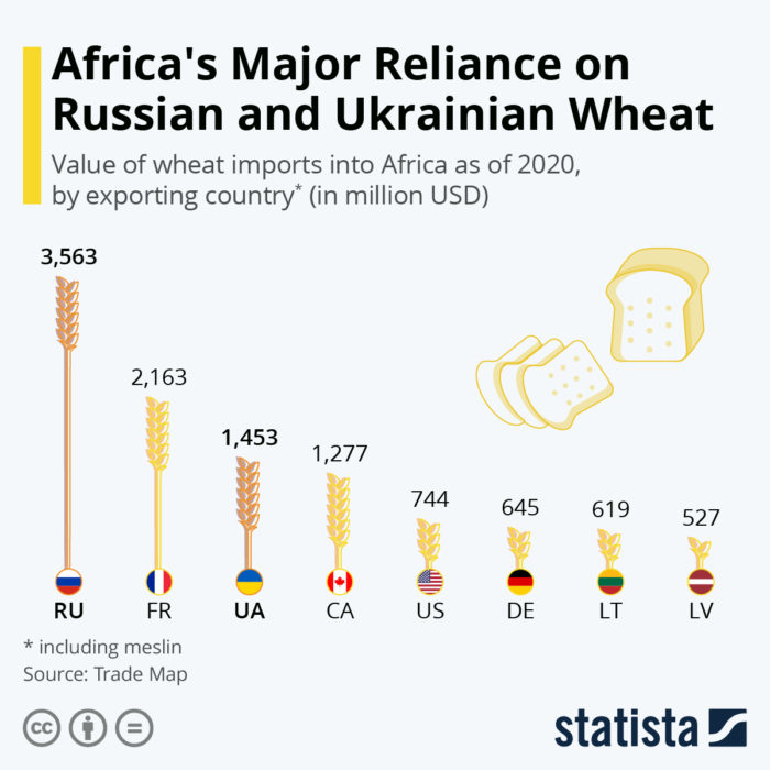 Africa’s Major Reliance on the Russian and Ukrainian Wheat. Source. ~