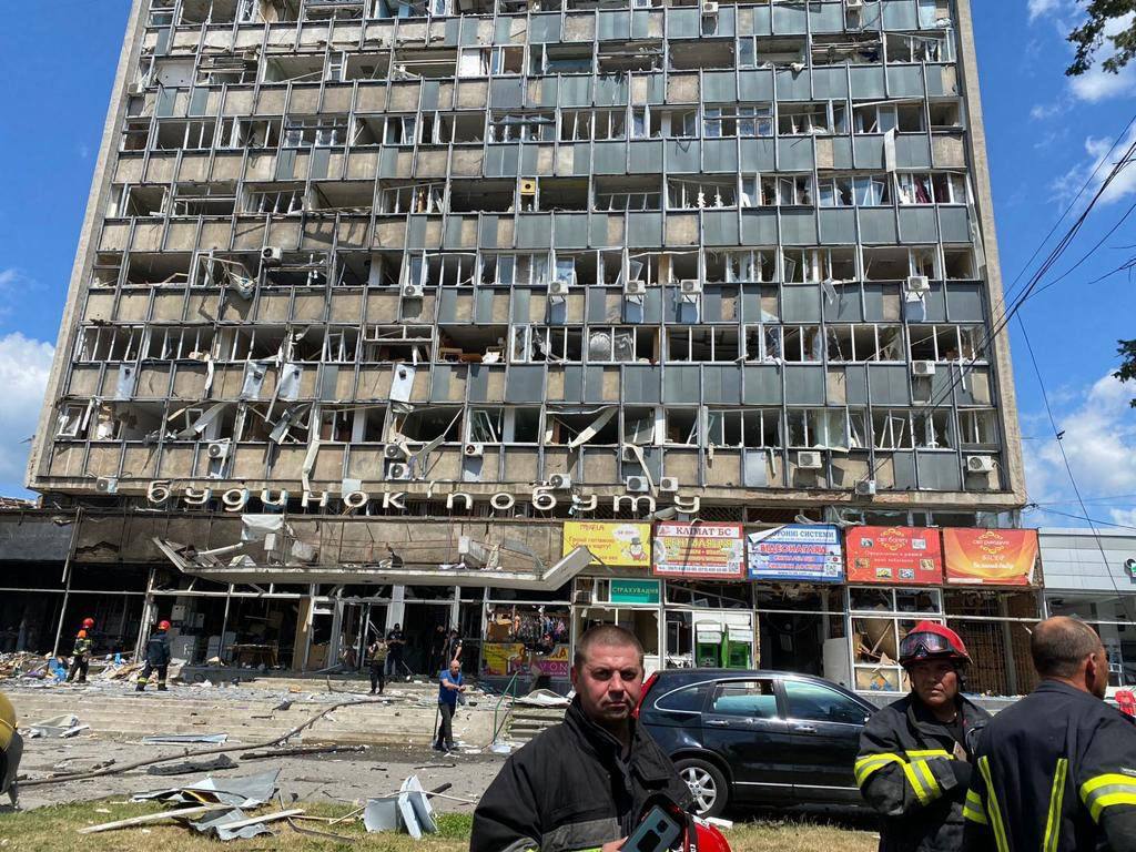 Central Vinnytsia after the Russian missile strike on 14 July 2022. Photo: Emergency Service ~