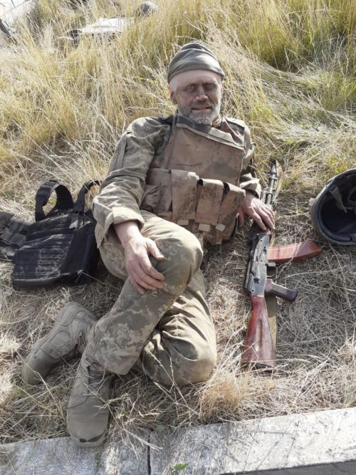 Ukrainian soldiers after battle