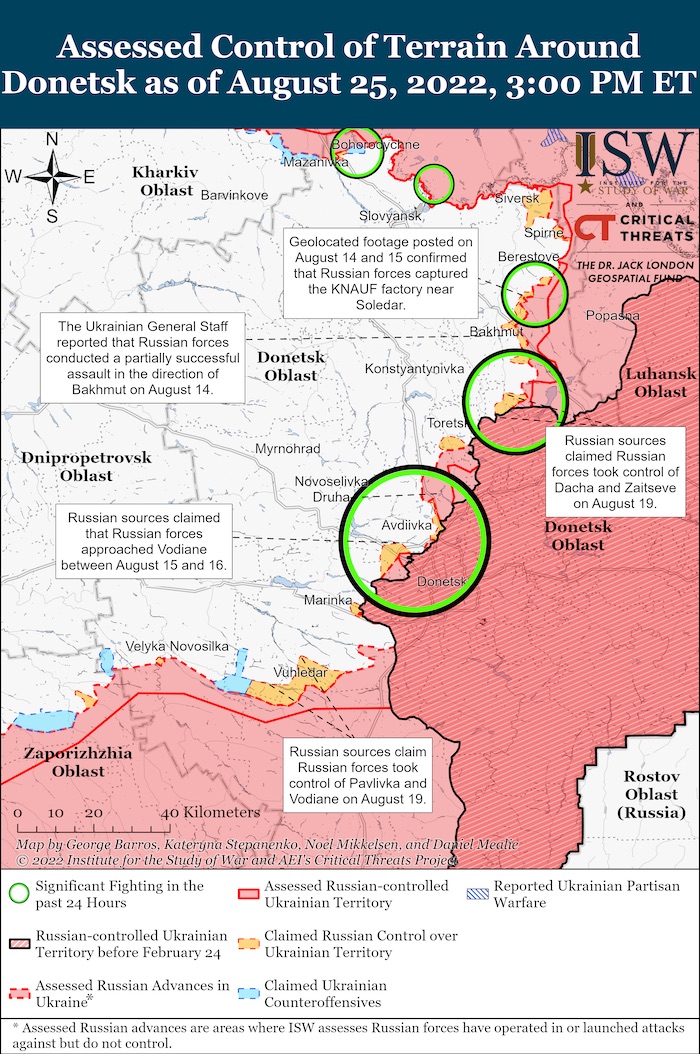 Donetsk Battle Map. August 25, 2022. Source: ISW. ~