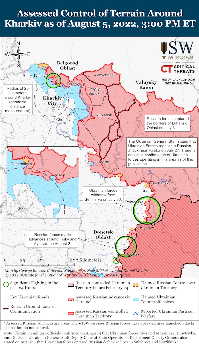 Kharkiv Battle Map, August 5, 2022. Source: ISW. ~