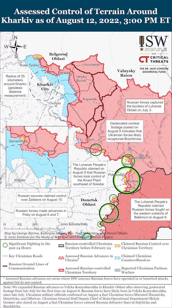 Kharkiv Battle Map. August 12, 2022. Source: ISW. ~