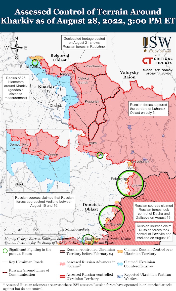 Kharkiv Battle Map. August 28, 2022. Source: ISW. ~
