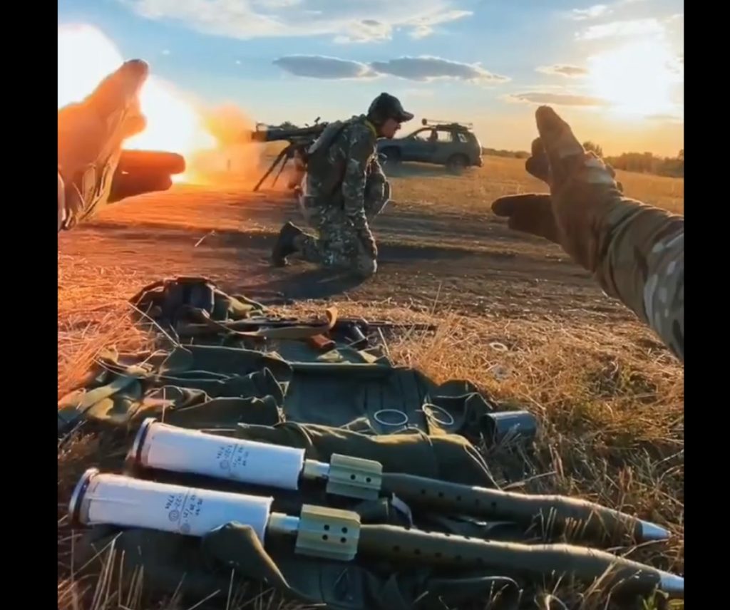 Ukrainian troops recording mid shooting