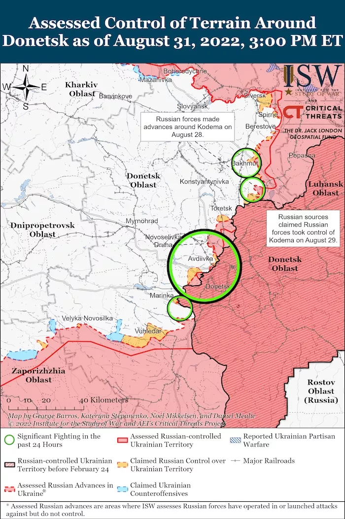 Donetsk Battle Map. August 31, 2022. Source: ISW. ~