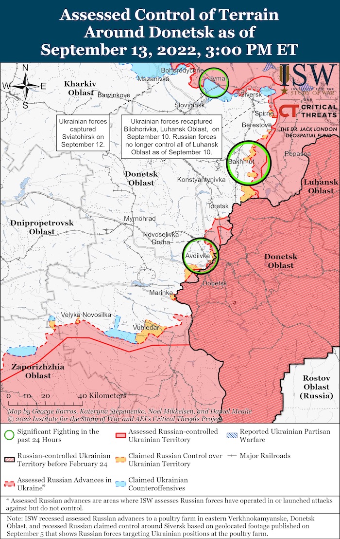 Donetsk Battle Map. September 13, 2022. Source: ISW. ~