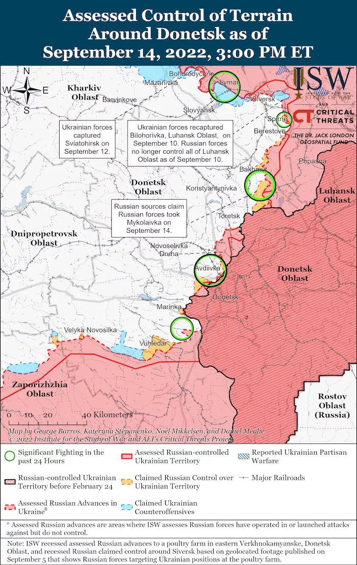 Donetsk Battle Map. September 14, 2022. Source: ISW. ~