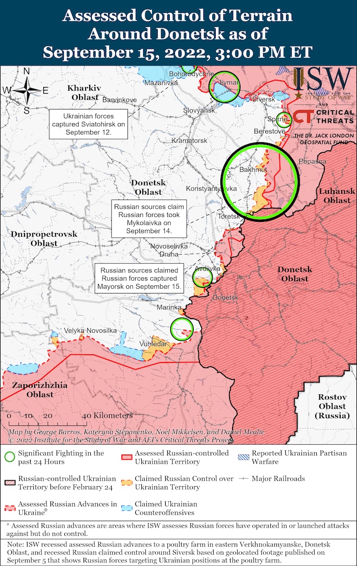 Donetsk Battle Map. September 15, 2022. Source: ISW. ~