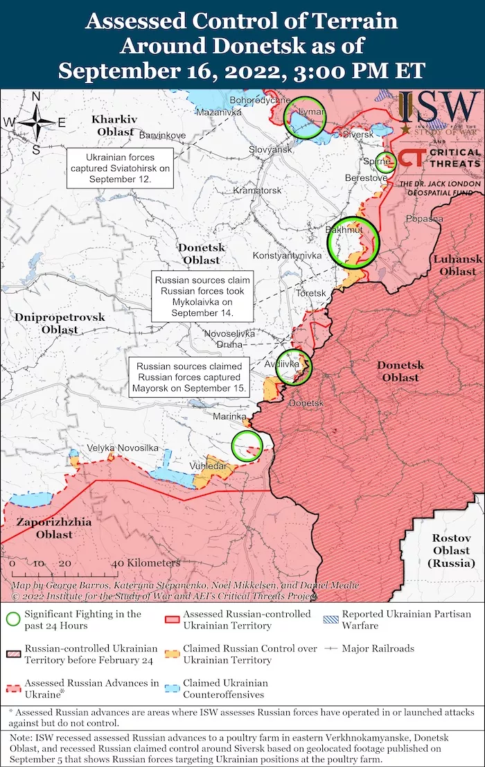 Donetsk Battle Map. September 16, 2022. Source: ISW. ~