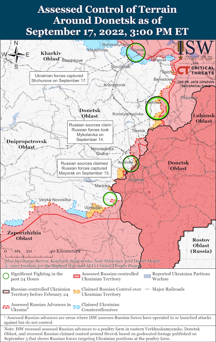 Donetsk Battle Map. September 17, 2022. Source: ISW. ~