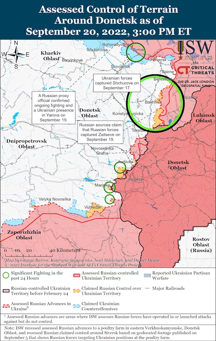Donetsk Battle Map. September 20, 2022. Source: ISW. ~