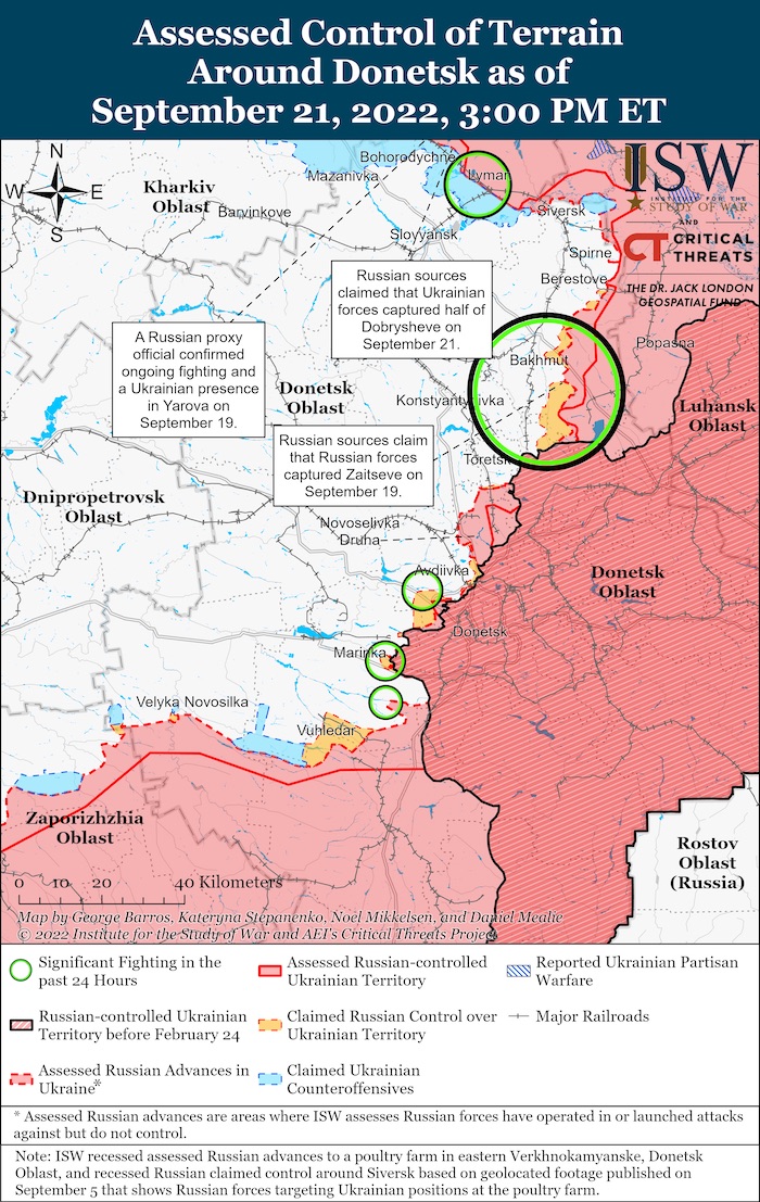 Donetsk Battle Map. September 21, 2022. Source: ISW. ~