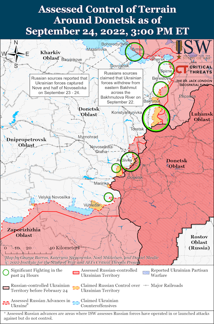 Donetsk Battle Map. September 24, 2022. Source: ISW. ~