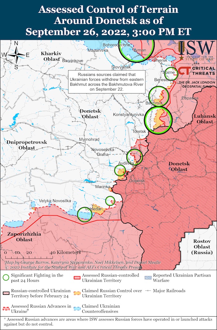 Donetsk Battle Map. September 26, 2022. Source: ISW. ~