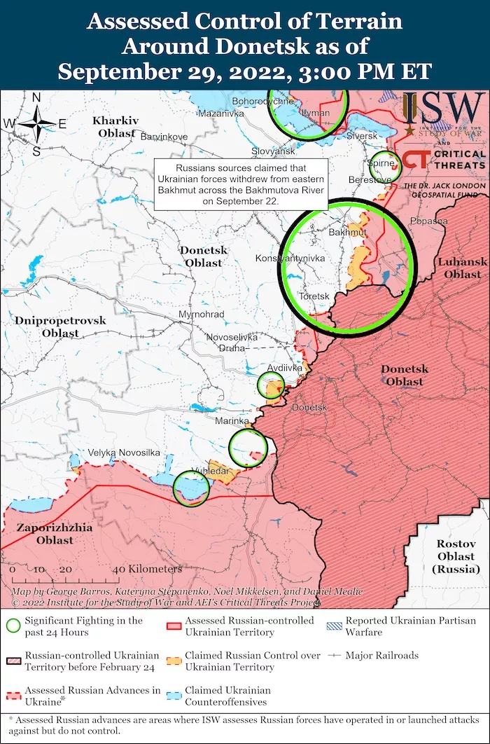 Donetsk Battle Map. September 29, 2022. Source: ISW. ~