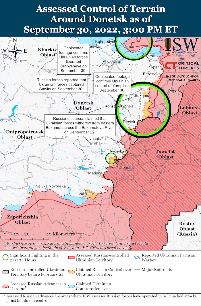 Donetsk Battle Map. September 30, 2022. Source: ISW. ~