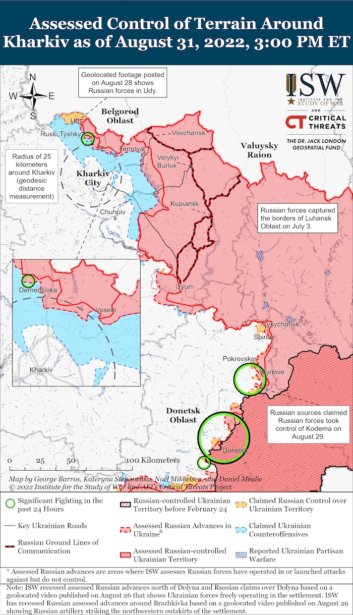 Kharkiv Battle Map. August 31, 2022. Source: ISW. ~