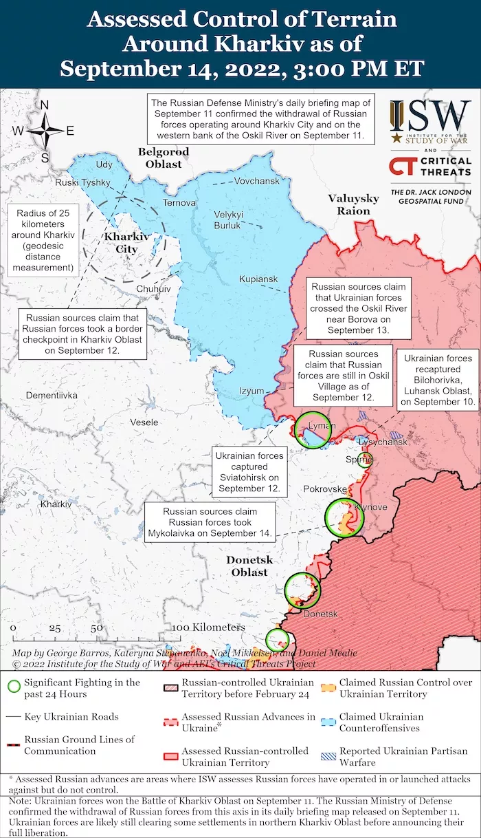 Kharkiv Battle Map. September 14, 2022. Source: ISW. ~