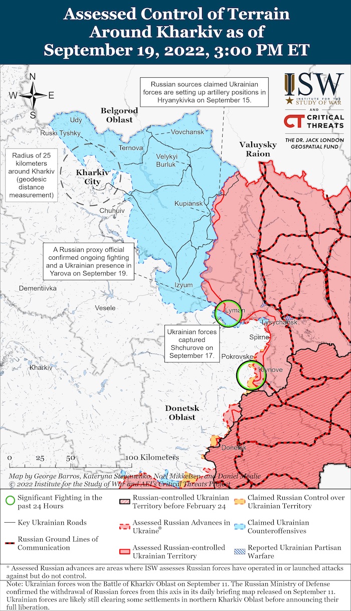 Kharkiv Battle Map. September 19, 2022. Source: ISW. ~