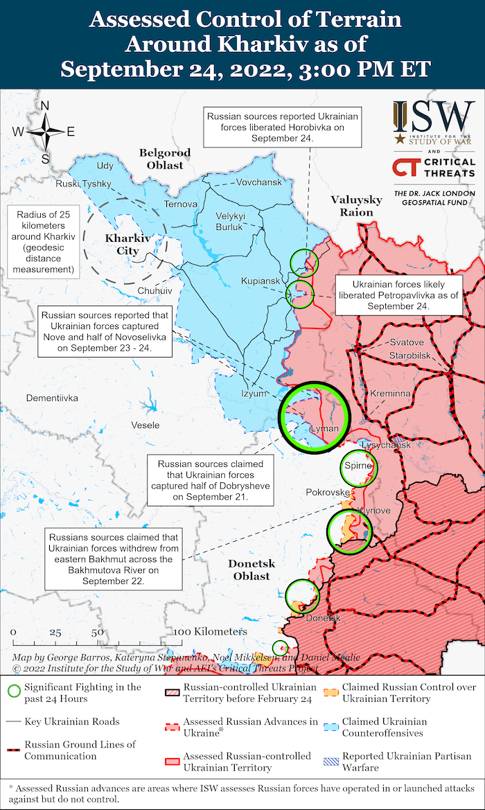 Kharkiv Battle Map. September 24, 2022. Source: ISW. ~