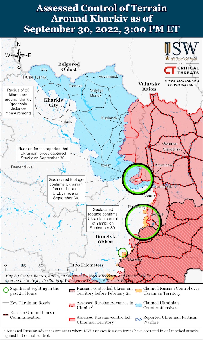Kharkiv Battle Map. September 30, 2022. Source: ISW. ~