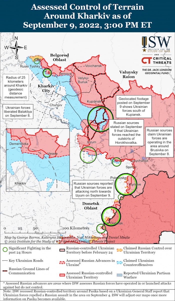 Kharkiv Battle Map. September 9, 2022. Source: ISW. ~