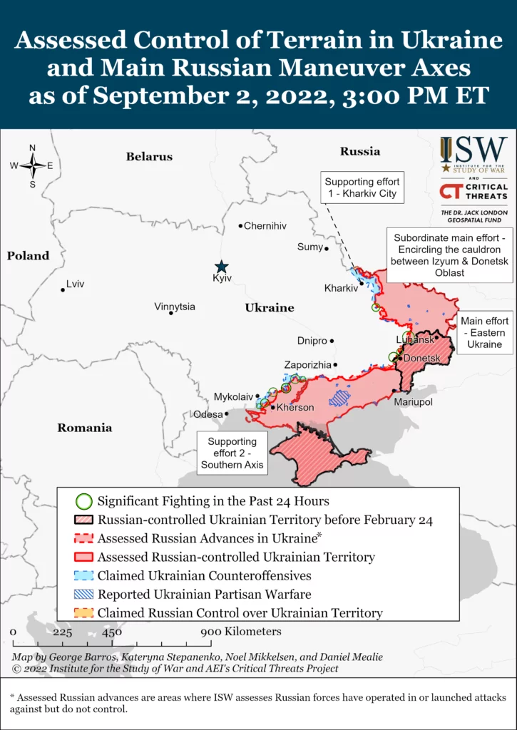 Situation in Ukraine. September 2, 2022. Source: ISW. ~