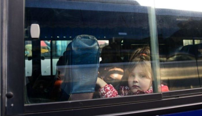 Civilians evacuating from occupied regions of Ukraine. Image by Ukrainian Parliament Commissioner for Human Rights