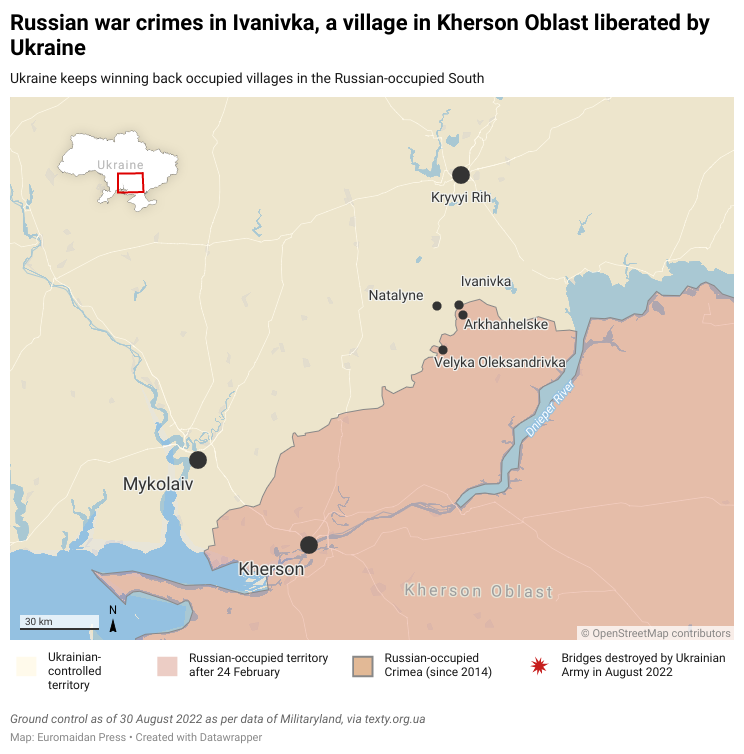 Russian war crimes Ukraine map Kherson oblast