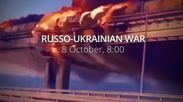 Russo Ukrainian War. Day 227: Crimean bridge on fire after an explosion