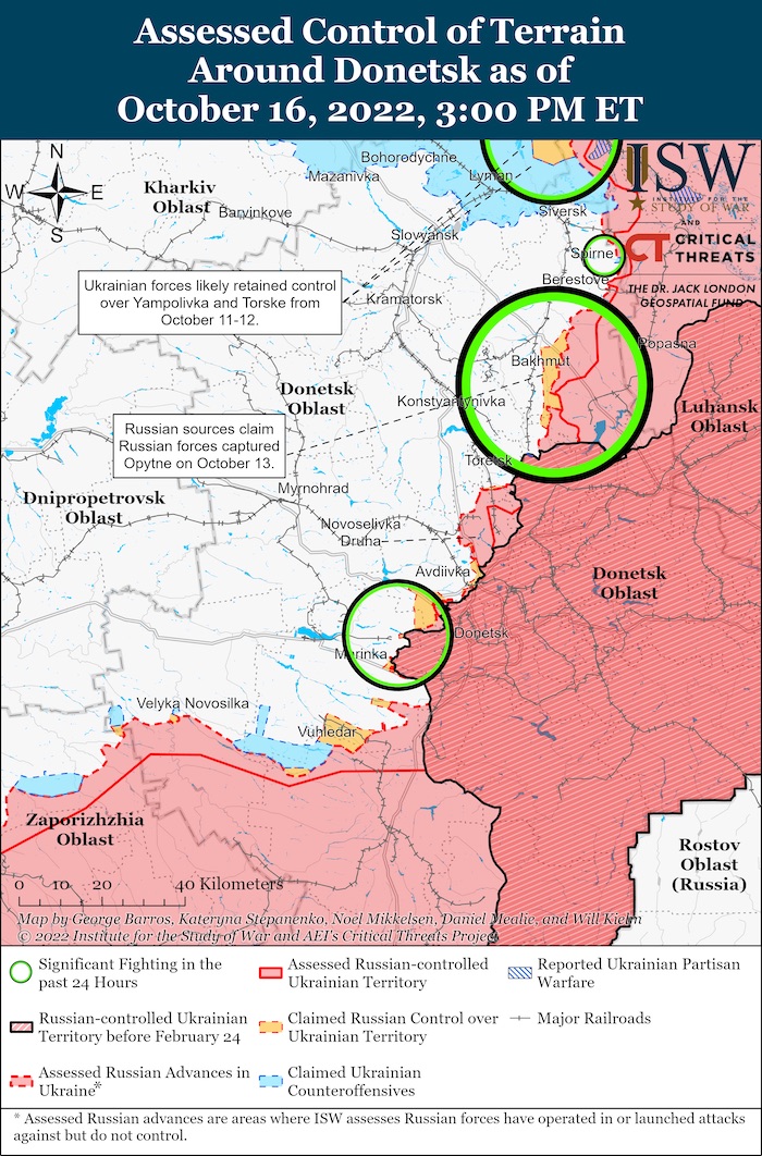 Donetsk Battle Map. October 16, 2022. Source: ISW. ~