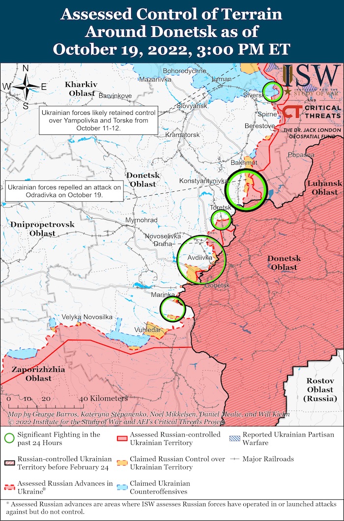 Donetsk Battle Map. October 19, 2022. Source: ISW. ~