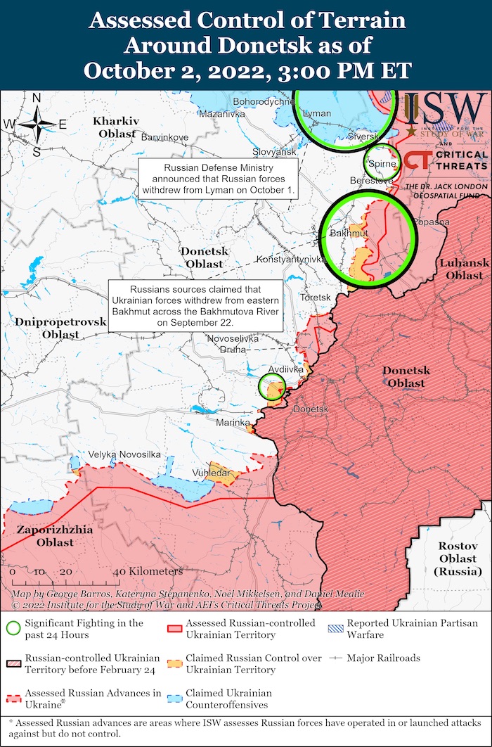 Donetsk Battle Map. October 2, 2022. Source: ISW. ~