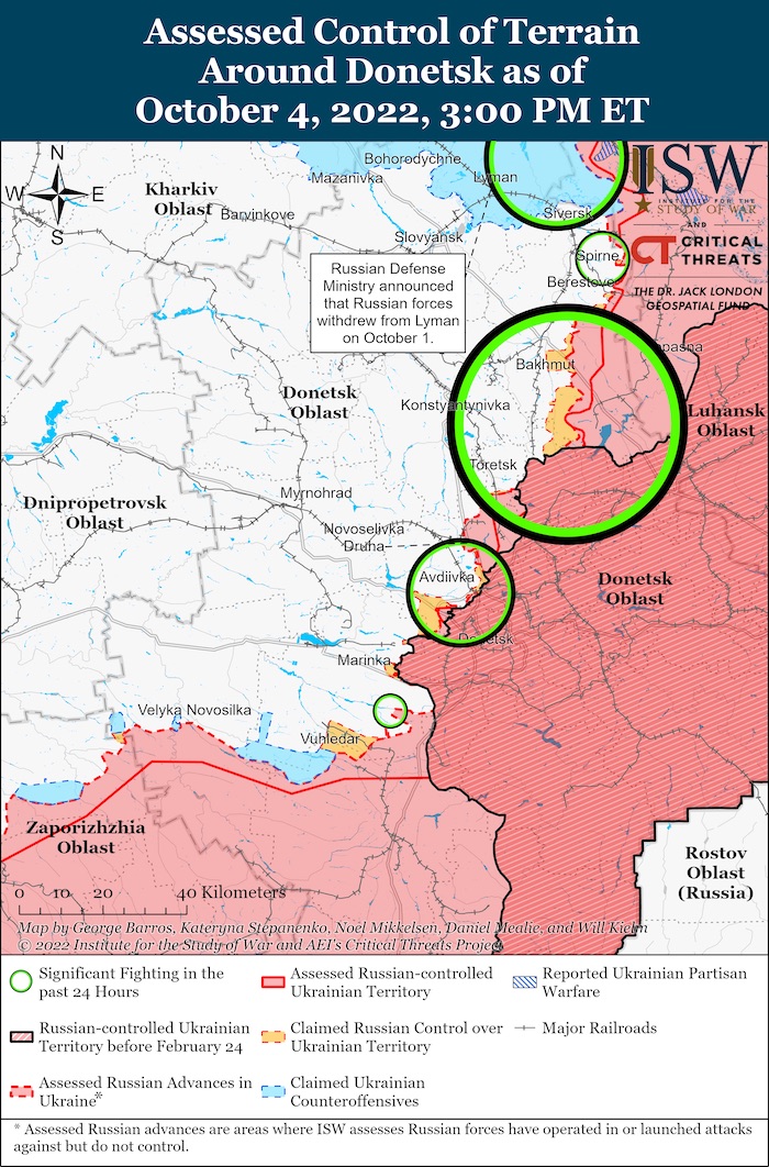 Donetsk Battle Map. October 4, 2022. Source: ISW. ~