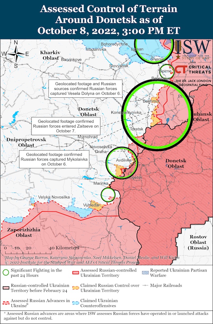 Donetsk Battle Map. October 8, 2022. Source: ISW. ~