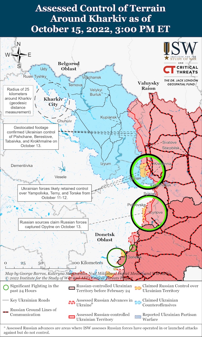 Kharkiv Battle Map. October 15, 2022. Source: ISW. ~