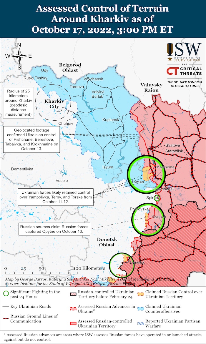 Kharkiv Battle Map. October 17, 2022. Situation: ISW. ~