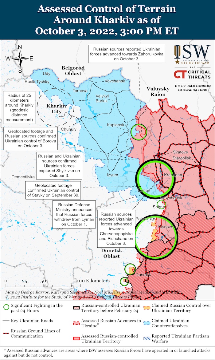 Kharkiv Battle Map. October 3, 2022. Source: ISW. ~