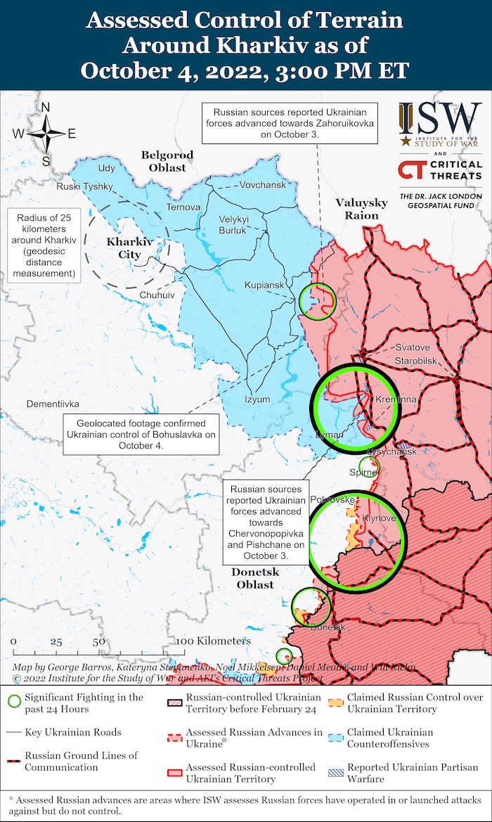 Kharkiv Battle Map. October 4, 2022. Source: ISW. ~